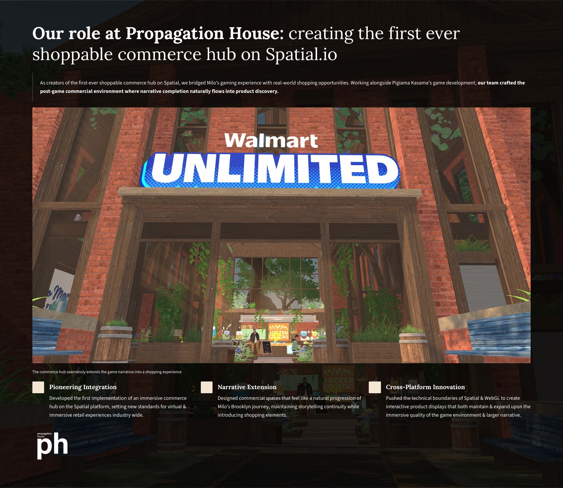 The first-ever shoppable commerce hub on Spatial, built for Walmart Unlimited