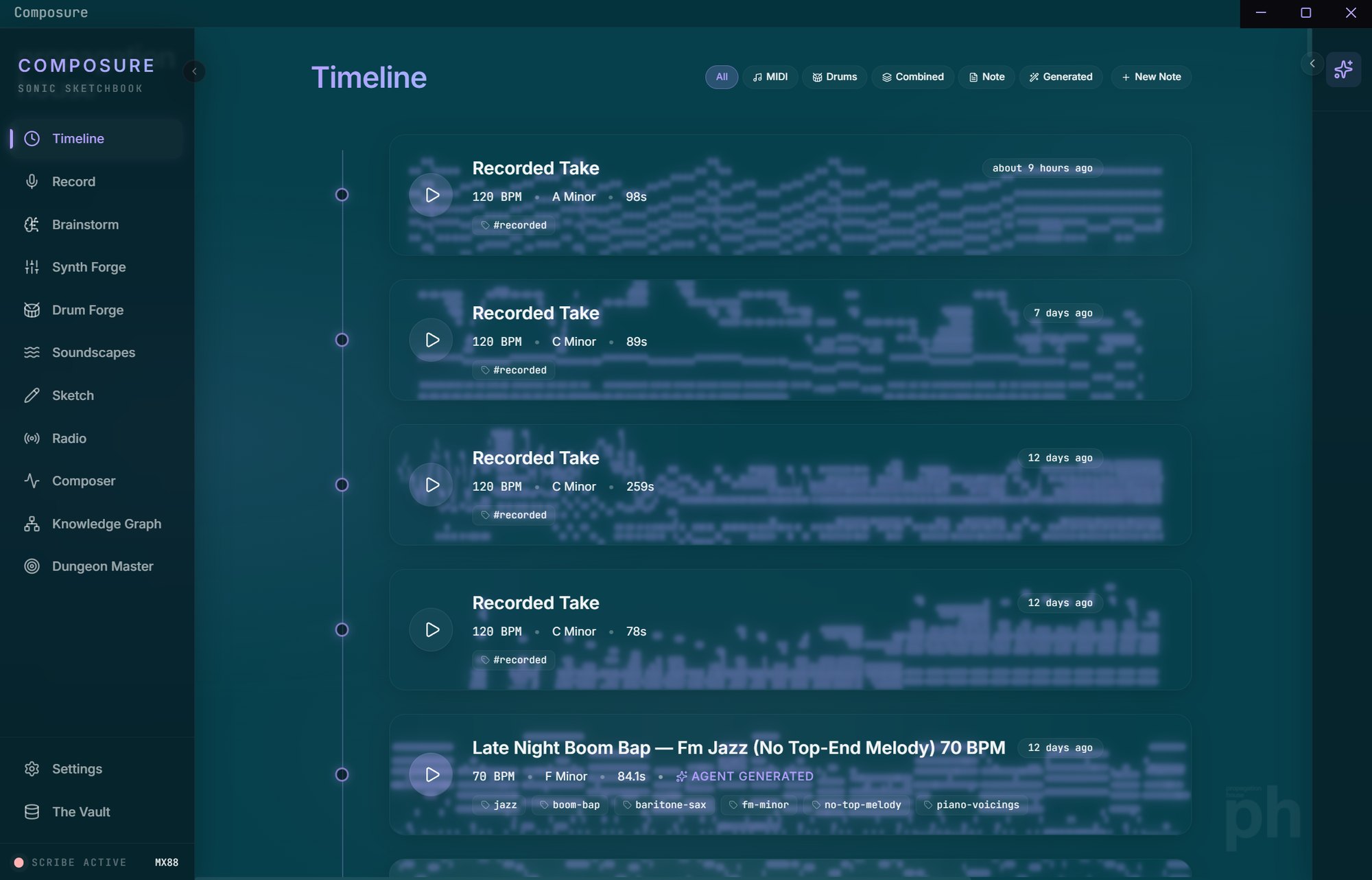 Composure's Timeline room.