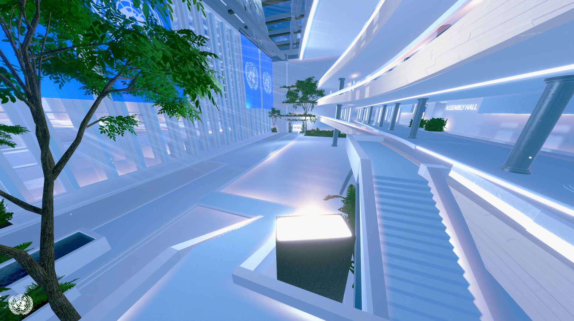 Stairway to the second floor of the virtual Assembly Hall